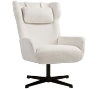 HOMCOM Fauteuil d'appoint, Fauteuil rembourré avec revêtement en sherpa-fleece, pied pivotant, cadre en métal, crème