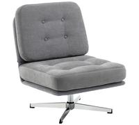 HOMCOM Fauteuil d'appoint pivotant, fauteuil de lecture rembourré en chenille, assise large, coussin à ressorts et pieds métalliques, gris clair