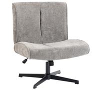 HOMCOM Fauteuil d'appoint pivotant, fauteuil lounge rembourré effet velours avec réglage en hauteur pour salon, bureau, gris