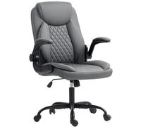 HOMCOM Fauteuil de Bureau Accoudoirs Relevables Pivotant 360° Gris Foncé | Chaise Bureau Ergonomique, Hauteur Réglable, Fonction de Bascule, Large Assise Rembourrée, Charge 120 kg