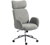 HOMCOM Fauteuil de bureau avec appuie-tête réglable, chaise de bureau ergonomique, fonction basculante, réglable en hauteur, gris foncé