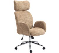 HOMCOM Fauteuil de bureau avec appuie-tête réglable, fauteuil de bureau ergonomique, fonction bascule, réglable en hauteur, Marron