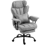 HOMCOM Fauteuil de bureau avec massage 6 points et chaleur, fauteuil de bureau avec repose-pieds, soutien lombaire et large assise, Gris