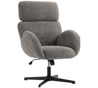 HOMCOM Fauteuil de bureau avec revêtement en velours, dossier haut, réglable en hauteur, siège pivotant avec fonction bascule, Gris