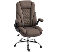 HOMCOM Fauteuil de bureau, chaise bureau ergonomique, hauteur réglable, accoudoirs relevables, 70 x 70 x 114-122 cm, marron