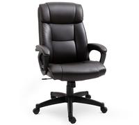 HOMCOM Fauteuil de bureau chaise de bureau ergonomique réglable roulettes pivotant 360° revêtement synthétique PU 64 x 73 x 106-115,5 cm chocolat