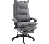 HOMCOM Fauteuil de Bureau Massant Hauteur Réglable Gris Chiné | Fauteuil Bureau Confortable, Dossier Inclinable, Repose-Pied Intégré, Toile de Lin