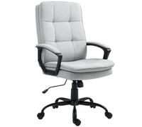 HOMCOM Fauteuil de Bureau Ergo avec Accoudoirs Gris | Chaise pivotante réglable en hauteur avec bascule, aspect lin, chaise capitonnée