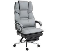 HOMCOM Fauteuil de bureau, ergonomique, ajustable, 63x71x123-129cm, Gris clair/Noir