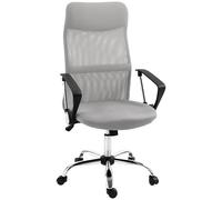 HOMCOM Fauteuil de bureau manager dossier ergonomique hauteur assise réglable pivotant tissu maille 63x65x119109-119cm gris
