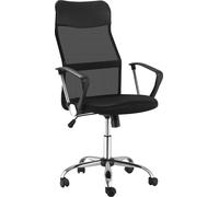 HOMCOM Fauteuil de bureau manager grand confort dossier ergonomique hauteur assise réglable pivotant tissu maille noir