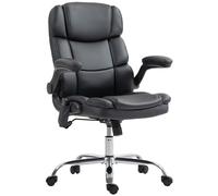 HOMCOM Fauteuil de Bureau Massant à 4 Points avec Riscaldamento et Accoudoirs Rabattabili, Noir