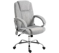 HOMCOM Fauteuil de Bureau Massant et Chauffant, Chaise de Bureau Ergonomique, Hauteur et Accoudoirs Réglables, Gris