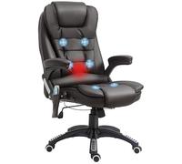 HOMCOM Fauteuil de Bureau massant et Chauffant électrique Fauteuil Bureau Ergonomique revêtement synthétique Brun