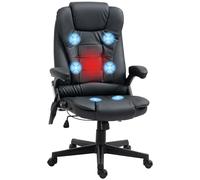HOMCOM Fauteuil de Bureau massant et Chauffant électrique Fauteuil Bureau Ergonomique revêtement synthétique Noir