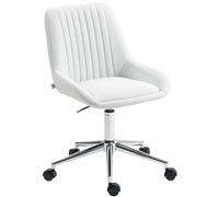HOMCOM Fauteuil de bureau sans accoudoirs, chaise de bureau avec hauteur réglable, 52x58x80-90cm, blanc