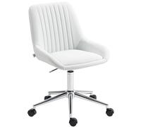HOMCOM Fauteuil de Bureau sans accoudoirs Ergonomique Pivotante 360° Blanc