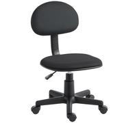 HOMCOM Fauteuil de bureau sans accoudoirs, réglable en hauteur, avec roulettes 360°, dossier bas, Noir