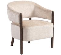 HOMCOM Fauteuil de chambre revêtu en chenille avec structure et pieds en bois massif, beige