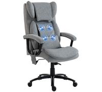 HOMCOM Fauteuil de massage ergonomique avec 4 points de pétrissage, fauteuil de direction avec dossier papillon haut, assise large, Gris