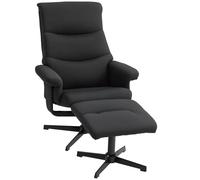 HOMCOM Fauteuil de Relaxation avec Pouf, rembourré Fauteuil TV avec Fonction Chaise Longue, Fonction Bascule, pivotant Fauteuil de Relaxation avec Aspect Velours, pour Salon, Chambre à Coucher, Noir