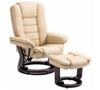 HOMCOM - Fauteuil de relaxation avec repose-pied - Revêtement PU - 85x82x106cm - beige