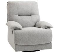 HOMCOM Fauteuil de Relaxation de Salon Inclinable Manuellement Gris Clair | Fauteuil Relax, Tissu Aspect Lin, Repose-Pied Ajustable, Design Moderne