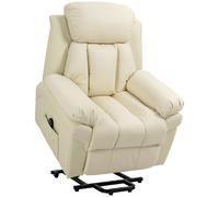 HOMCOM Fauteuil de Relaxation électrique Fauteuil releveur inclinable avec Repose-Pied Ajustable revêtement synthétique Crème