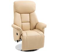 HOMCOM Fauteuil de Relaxation Fauteuil Relax de Salon inclinable pivotant Repose-Pied réglable accoudoirs, Chaise TV en Cuir synthétique, jusqu'à 150 kg, pour Salon, Chambre, Home cinéma, Beige