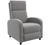 HOMCOM Fauteuil de Relaxation, Fauteuil TV, rembourré, Aspect Lin, Repose-Pieds, Charge maximale : 120 kg, pour Le Salon, Gris