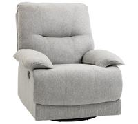 HOMCOM Fauteuil de relaxation inclinable manuellement avec repose-pied ajustable tissu aspect lin gris clair