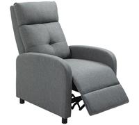 HOMCOM Fauteuil de relaxation inclinable manuellement avec repose-pied revêtement effet lin gris