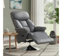 HOMCOM Fauteuil de relaxation inclinable pivotant avec repose-pied réglable et accoudoirs, fauteuil relax de salon chaise TV en cuir synthétique pour salon, chambre, home cinéma, gris