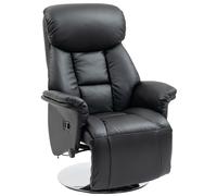 HOMCOM Fauteuil de relaxation inclinable pivotant repose-pied réglable, jusqu'à 150 kg, pour salon, chambre, home cinéma, noir