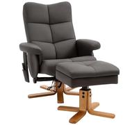 HOMCOM Fauteuil de Relaxation massant avec Pouf, Fauteuil Relax Salon pivotant à 360°, Dossier inclinable, télécommande, Poche latérale, Rangement caché, revêtement PU, Chaise TV pour Salon, Marron