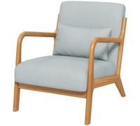HOMCOM Fauteuil de salon avec cadre en bois massif fauteuil lounge - assise profonde - accoudoirs - aspect velours gris clair