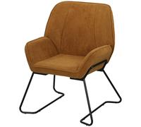 HOMCOM Fauteuil de Salon avec Siège Large et Rembourré Revêtement en Velours Pieds en Métal Fauteuil pour Salon Marron
