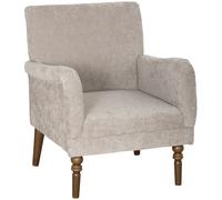 HOMCOM Fauteuil de salon, canapé 1 place avec dossier haut, accoudoirs, assise large, pieds en bois d'hévéa, tissu en lin, gris