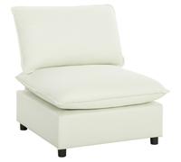 HOMCOM Fauteuil de salon, canapé 1 place moderne sans accoudoirs avec assise large, coussins épais, 146x85x78cm, crème