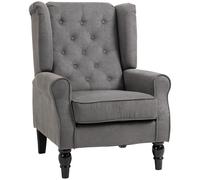 HOMCOM Fauteuil de salon capitonné avec assise large, pieds en bois, style classique, grand confort, 74 x 86 x 102 cm, marron