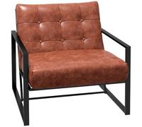 HOMCOM Fauteuil de Salon Chesterfield Fauteuil Relax Assise Dossier capitonnés Structure métal Noir revêtement synthétique Rouge Rouille