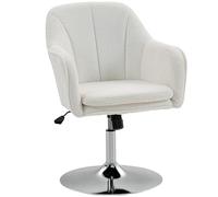 HOMCOM Fauteuil de Salon en Polaire Teddy, Chaise pivotant à Hauteur réglable, Fonction de Bascule, Coussin rembourré, Fauteuil de Chambre, Salon, Bureau, Blanc