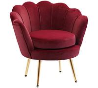 HOMCOM Fauteuil de salon en velours avec pieds en métal doré pour chambre à coucher 76 x 67 x 74 cm Rouge