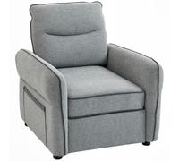 HOMCOM Fauteuil de Salon en Velours Égyptien 80 x 81 x 90 cm Gris | Assise et Dossier Rembourrés, Poche Latérale, Style Contemporain, Sofa pour Chambre, Appartement, Petit Espace