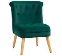 HOMCOM Fauteuil de Salon et Salle à Manger avec Assise rembourrée, Fauteuil Lounge avec Pieds en Bois et Tissu Effet Velours, 60x66x79 cm, Vert