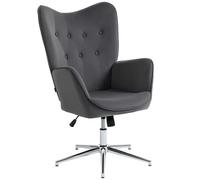HOMCOM Fauteuil de Salon Pivotant avec Accoudoirs en Velours, avec Bascule et Hauteur Réglable, Gris Foncé