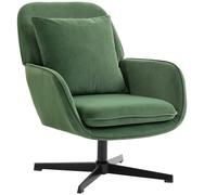 HOMCOM Fauteuil de salon pivotant avec coussin lombaire et revêtement en tissu effet velours, Vert
