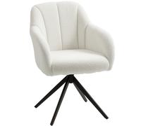 HOMCOM Fauteuil de salon pivotant capitonné grand confort piètement en acier et tissu effet polaire teddy blanc
