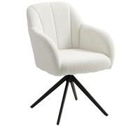HOMCOM Fauteuil de Salon pivotant Chaise Relax Fauteuil de Chambre capitonné Grand Confort piètement en Acier et Tissu Effet Polaire Teddy pour Salon Chambre Bureau Blanc