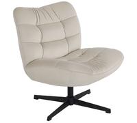 HOMCOM Fauteuil de salon pivotant, chaise rembourrée en chenille sans accoudoirs, assise et dossier larges, 70x80x82cm, crème
